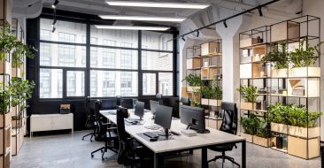 Interior of modern loft office with panoramic windows